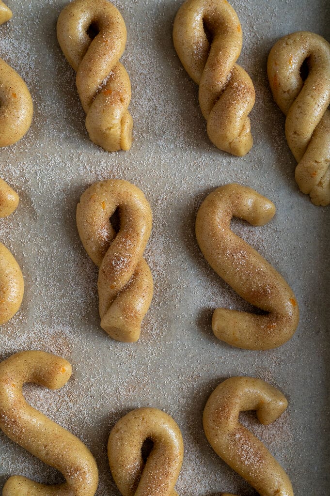 sprinkling the cinnamon sugar on the cookies prior to baking.