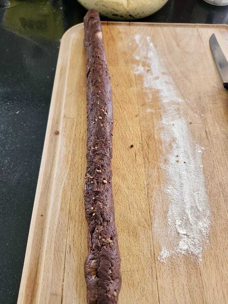 The log of chocolate dough.
