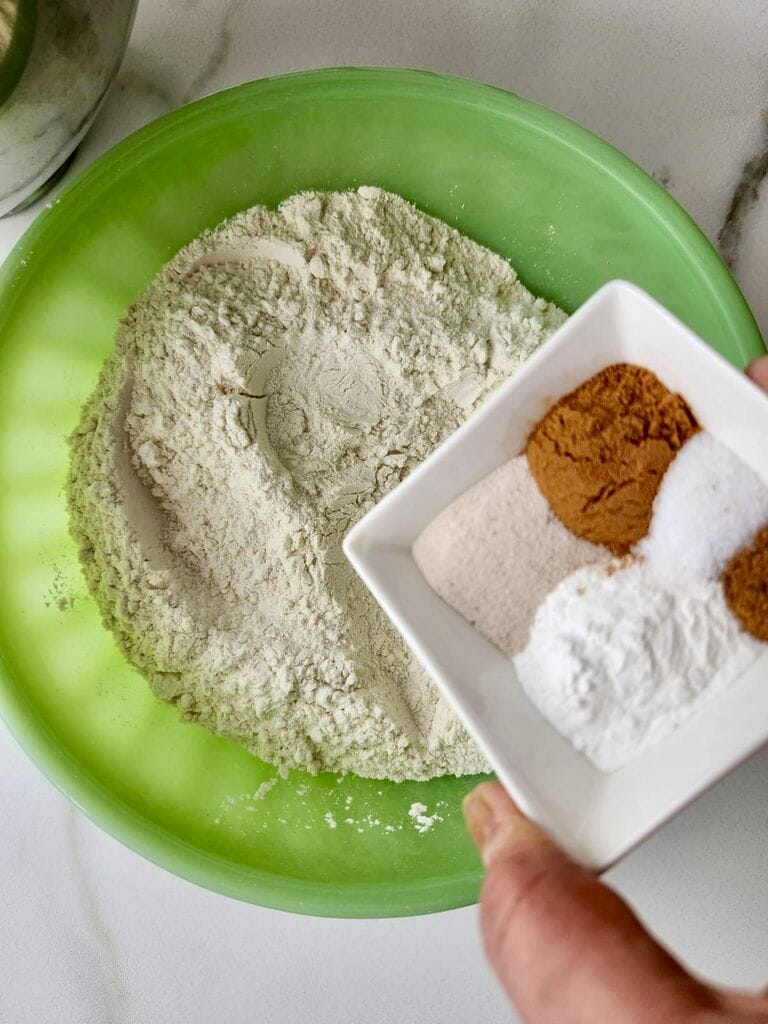 Add spices to the flour.