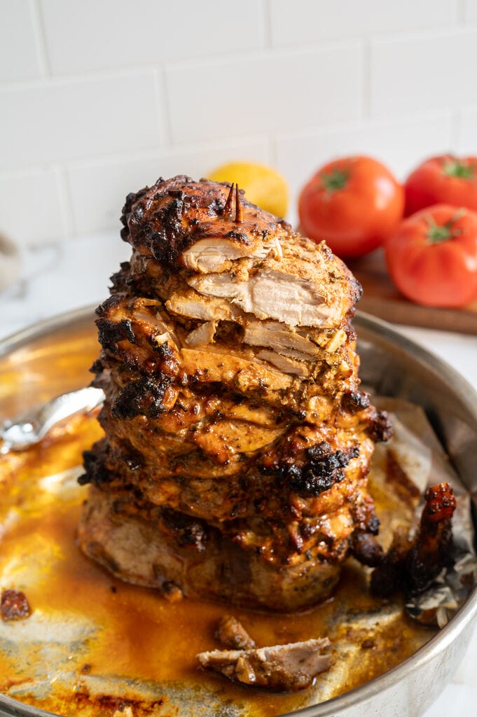 Greek Chicken Gyro, on a spit.