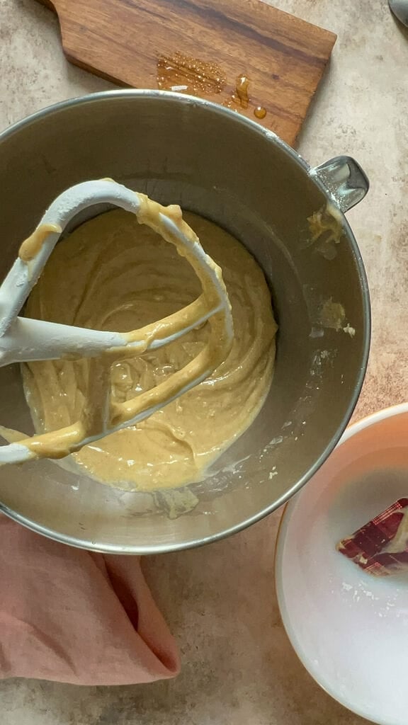 Mixing up the dough.