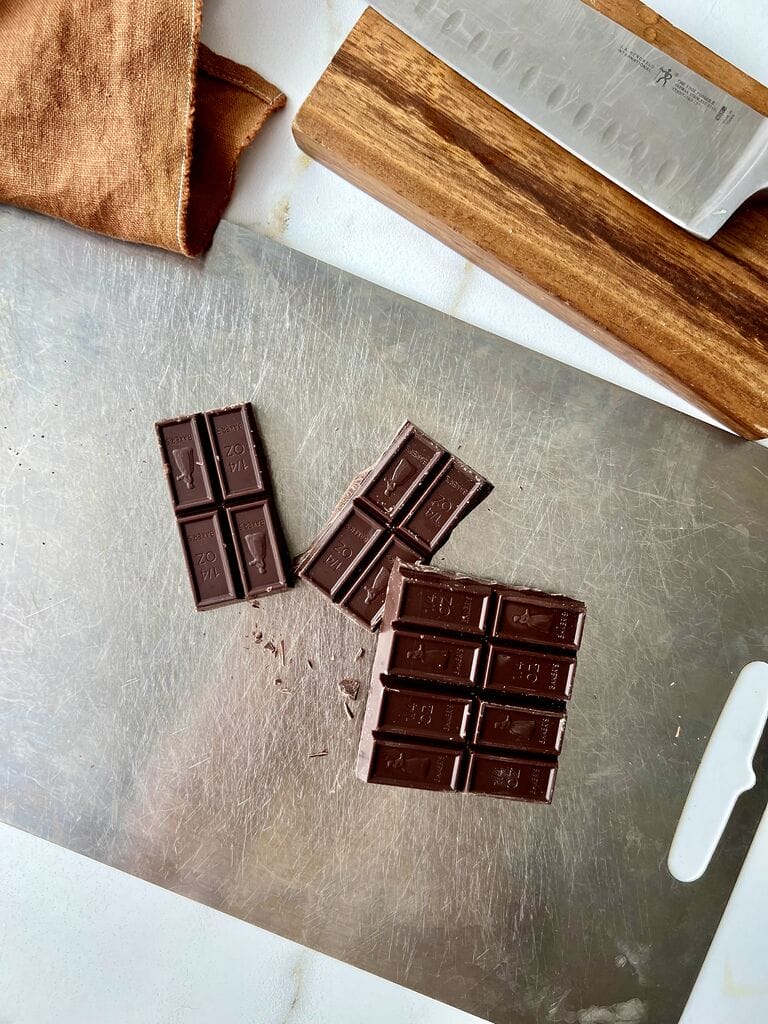 The semi sweet chocolate pieces.
