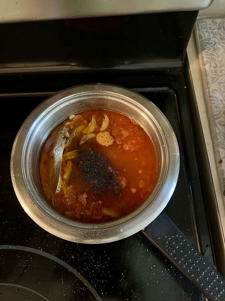 Making the tomato sauce.