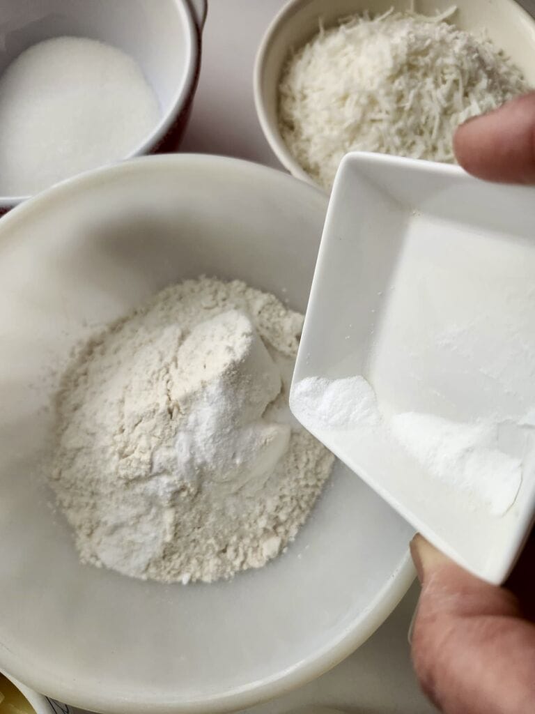 Add salt and baking soda to flour.
