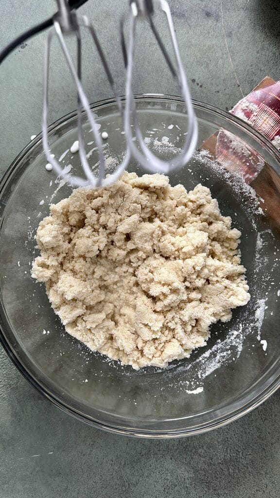 Combining and mixing the ingredients together.