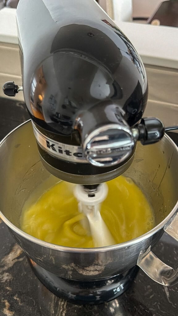 Mixing the batter.