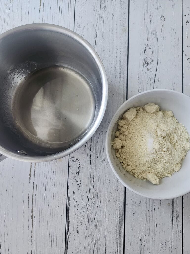 Adding the salt into the almond flour.