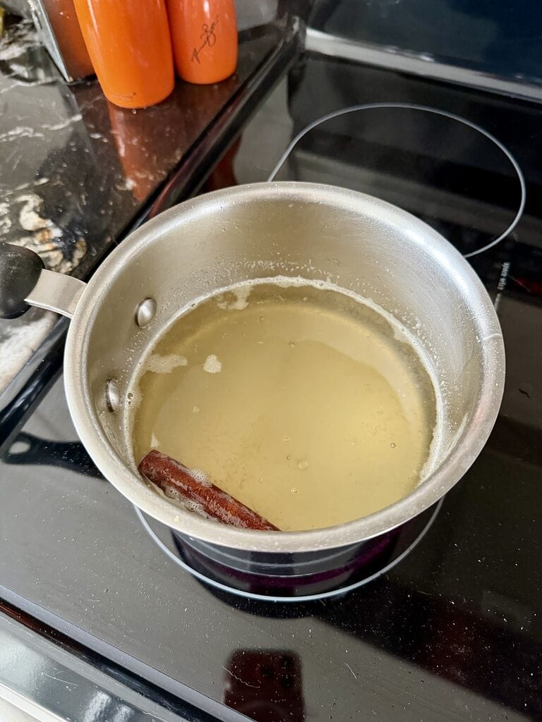 Making the syrup.