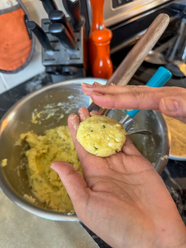 shaping the fritters.