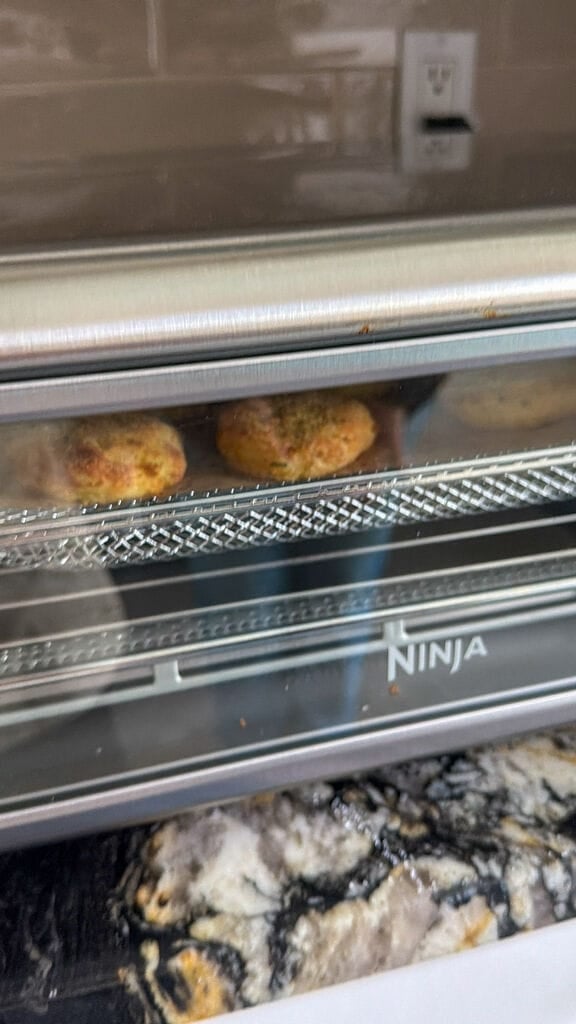 Air frying the fritters.