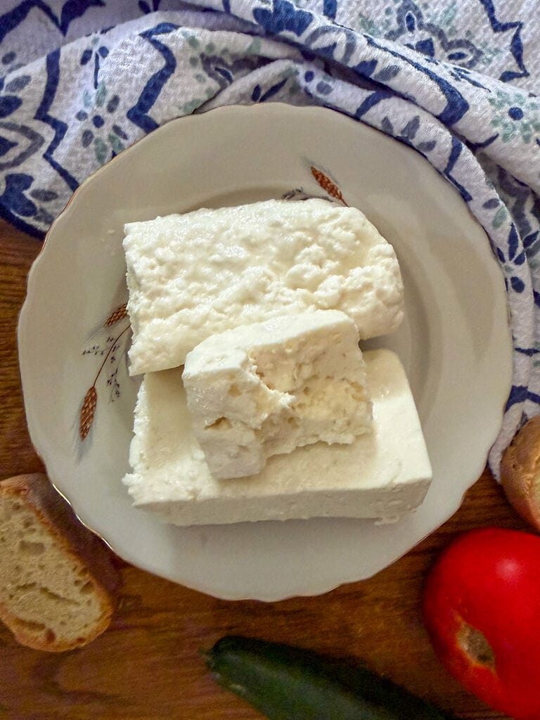 A plate containing Sfela cheese.