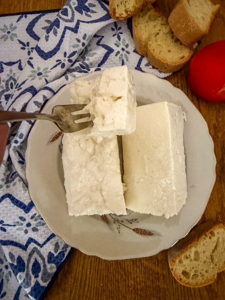 A plate containing Sfela cheese.